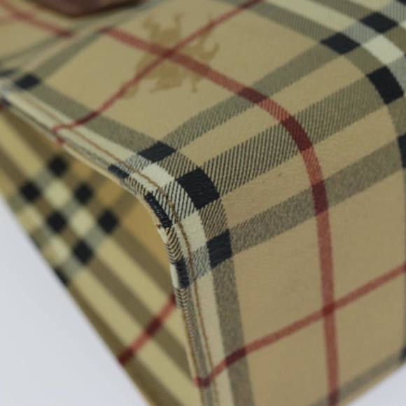 BURBERRY Nova Check Hand Bag PVC Leather Beige Auth yk13701 - Picture 14 of 16